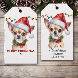 Söt julhatt Chihuahua hund jul Presentetikett