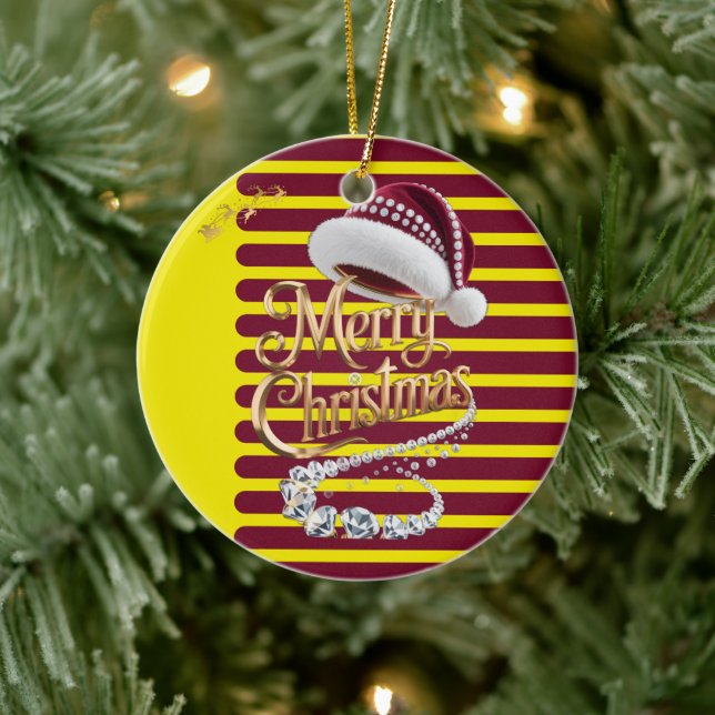 Söt julhatt julgransprydnad keramik (Träd)