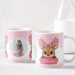 Söt julhelgreindjur Rosa flicka barn Kaffemugg
