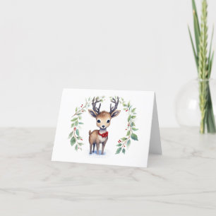 Söt julhjort med firlandsväxt tom BLANK Helgkort