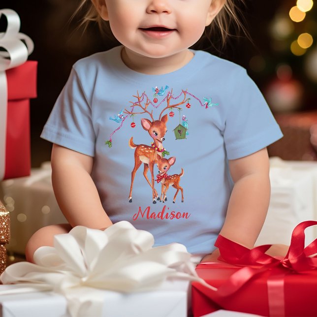 Söt julhjort  t shirt (Cute Christmas Deer Baby T-Shirt)