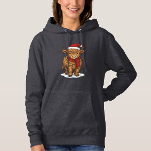 Söt julhögländer Ko Vintage gravyr skjorta T Shirt