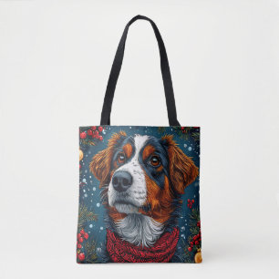 Söt julhund Festiv valp Julpresent Tygkasse