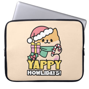 Söt julhund - Yappy Howlidays  Laptop Fodral