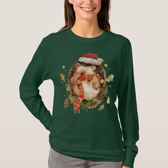 Söt julig igelkott t shirt (Framsida)