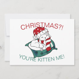 Söt julillustration av kattunge på fotokort