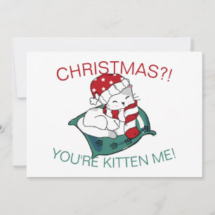 Söt julillustration av kattunge på fotokort