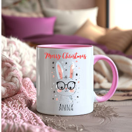 Söt julkanin i tomteluva kaffekopp