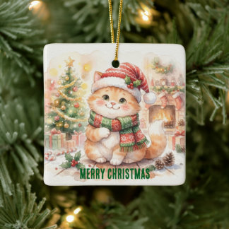 Söt julkat julgransprydnad keramik
