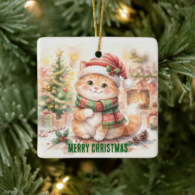 Söt julkat julgransprydnad keramik (Träd)