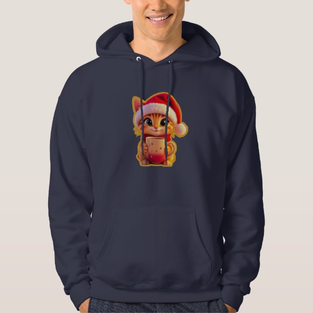 Söt julkat med tomtelubba – Rolig högtid Hoodie (Framsida)