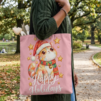 Söt julkatillustration med festlig charm tygkasse