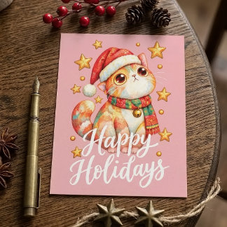 Söt julkatillustration med festlig charm vykort