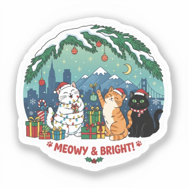 Söt julkatt dekal (Framsida)