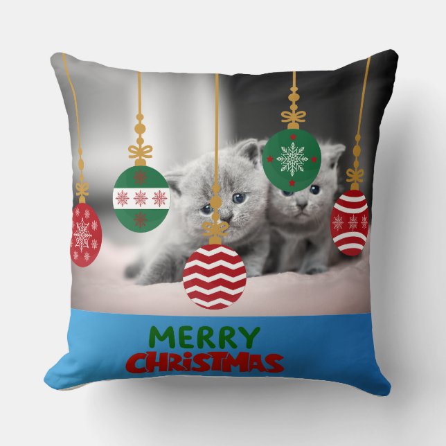 Söt julkatt dekorativ kudde (Framsida)