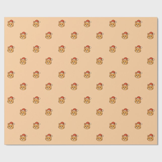 Söt julkatt i tomteluva presentpapper (Platt)