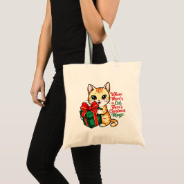 Söt julkatt Julpresent till kattälskare Tygkasse
