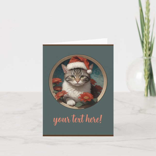 söt julkatt tack kort (Framsida)