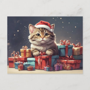 söt julkatt vykort