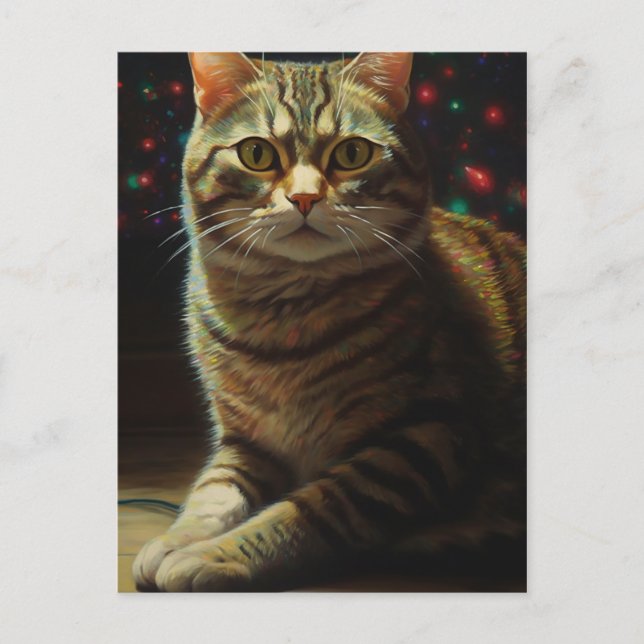 Söt julkatt vykort (Framsida)