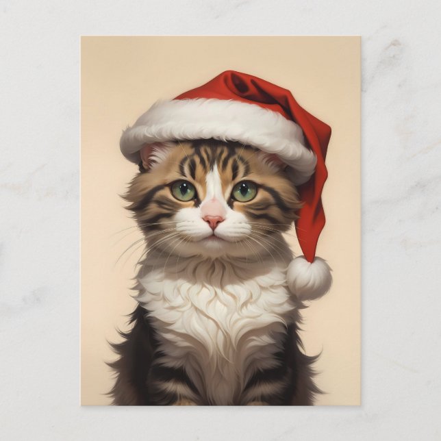 söt julkatt vykort (Framsida)