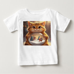 Söt julkatthållande snöglob konst t shirt