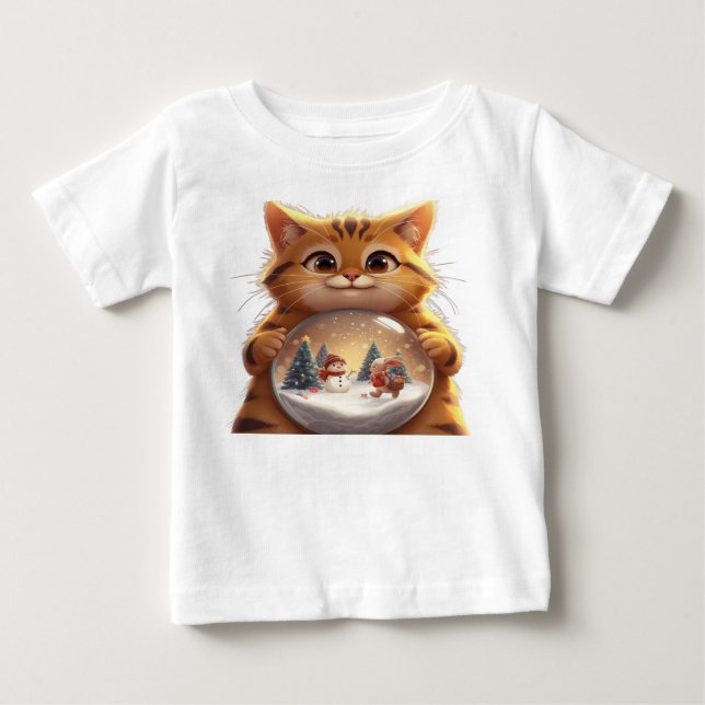 Söt julkatts snöglob baby T-shirt (Framsida)