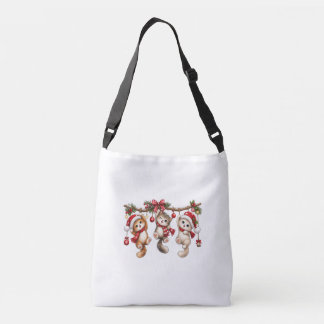 Söt julkatttotebag | Glad kattjul firande Axelväska