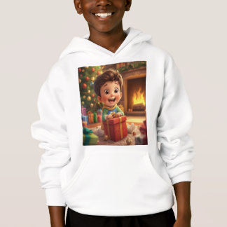 Söt julklappsöppnande tecknad barn hoodie – H T Shirt