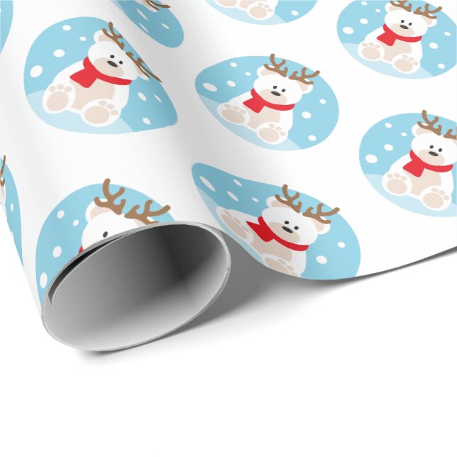 Söt julklappspapper med isbjörn presentpapper (Rullad Hörn)