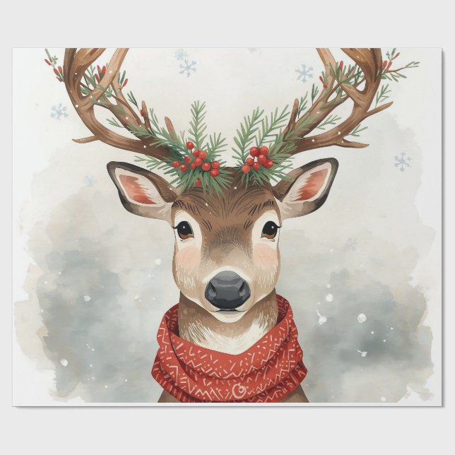 Söt julklappspapper med renar presentpapper (Platt)