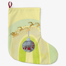 Söt julklocka Linjekonst Stor Julstrumpa