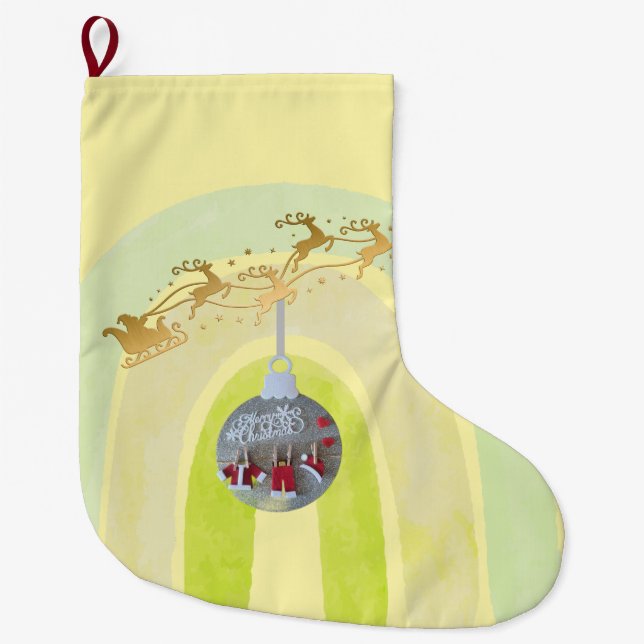 Söt julklocka Linjekonst Stor Julstrumpa (Framsidan)