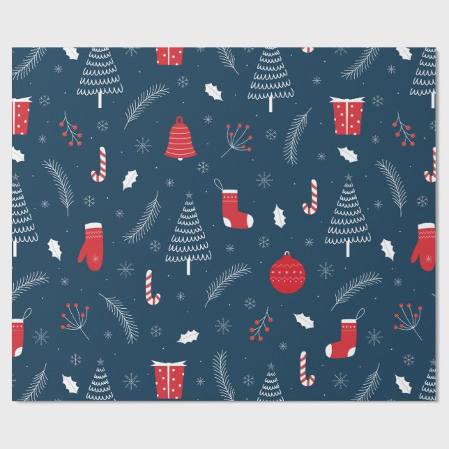 Söt julklotter-mönster presentpapper (Platt)