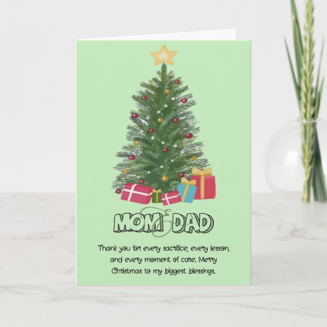 Söt julkort för mamma och pappa i vikformat helgkort (Framsida)