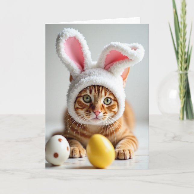 Söt julkort med rödorange katt kort (Framsida)