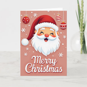 Söt julkort med tomte och juldekorationer kort