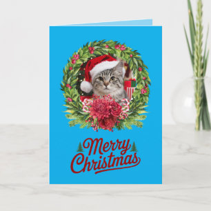 Söt julkrans med katt kort