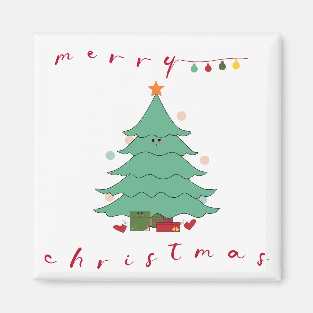 Söt julmagnet | Kawaii julgran Magnet (Framsidan)