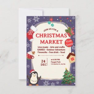 Söt julmarknad Festiv Illustrerad Tema Inbjudningar