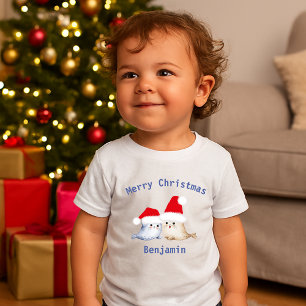 Söt julmas abstrakt vattencolor baby sälar t shirt