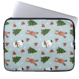 Söt julmönster Snöman, ren & träd Laptop Fodral