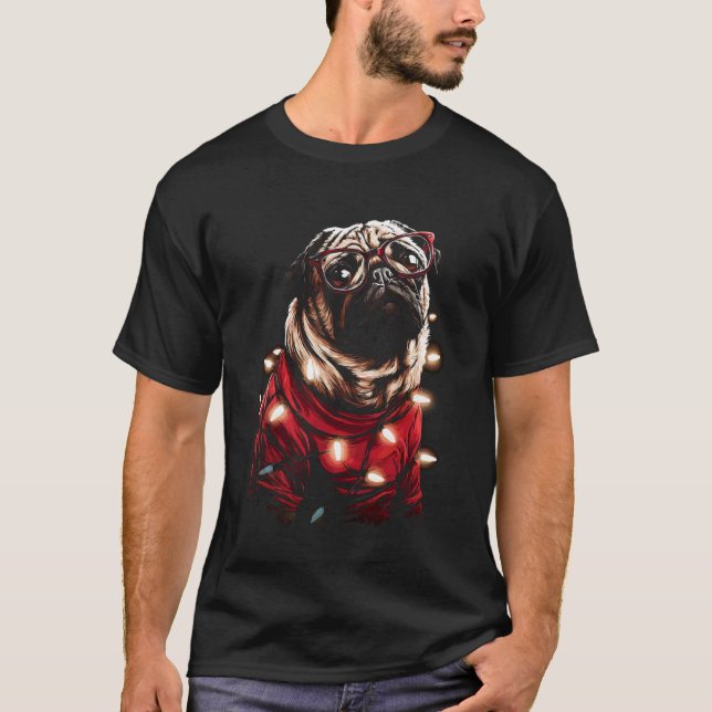 Söt julmops med glasögon Tomtehatt Festiv  T Shirt (Framsida)