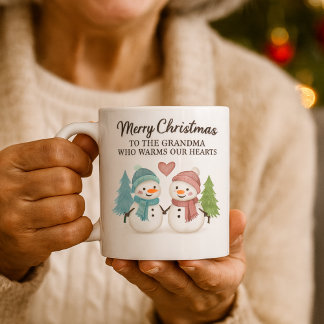 Söt julmugg med snömannen för mormor - Present Kaffemugg
