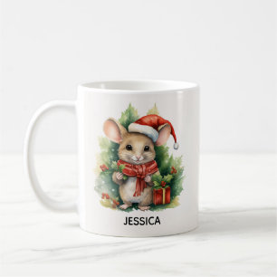 Söt julmus med röd tomteluva namn kaffemugg