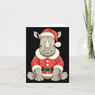 Söt julnoshörning jultomte safari djur kort