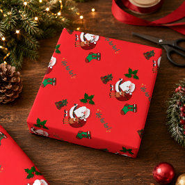 Söt julpapper med tomte & ren