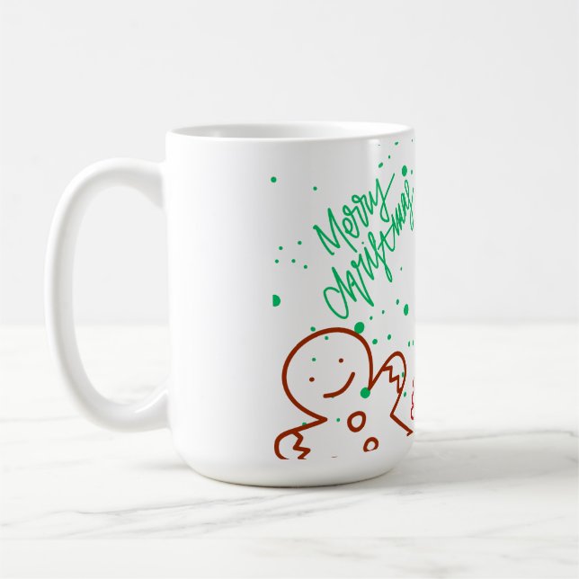 Söt julpepparkaksgubbe och träd mönster.  kaffemugg (Vänster)