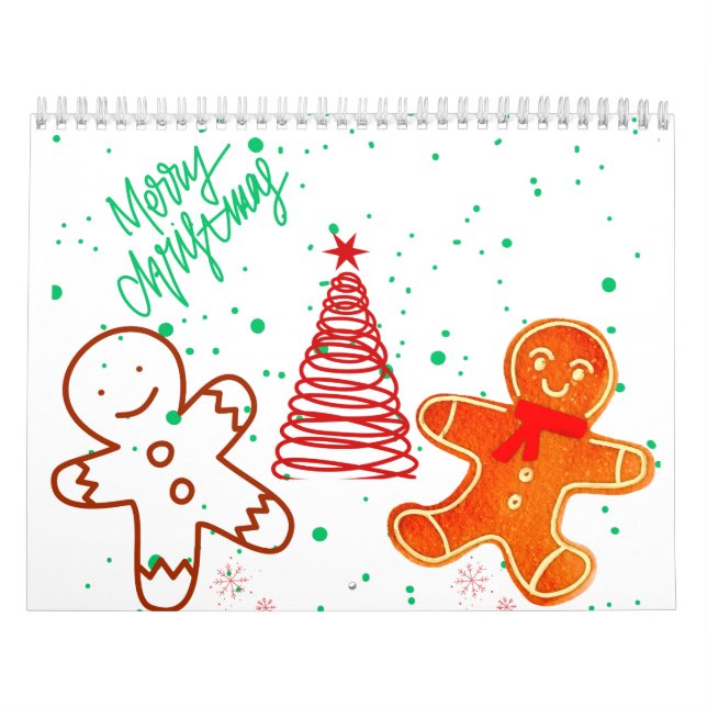 Söt julpepparkaksgubbe och träd mönster.  kalender (Omslag)