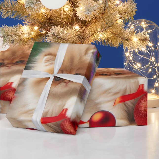 Söt julperserkatts presentpapper (Helgdagar)